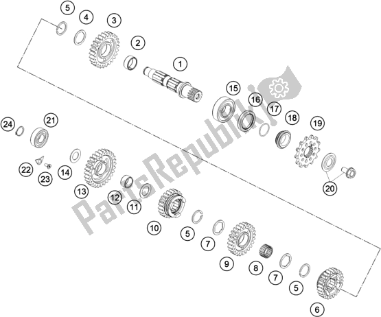 All parts for the Transmission Ii - Countershaft of the Husqvarna FC 350 EU 2021