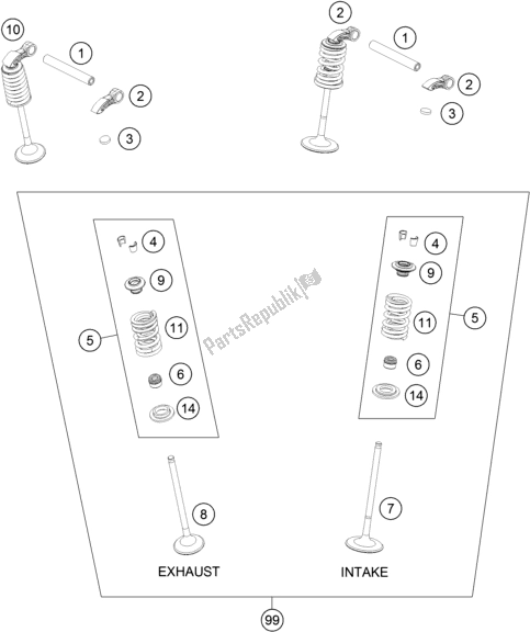 Tutte le parti per il Azionamento Della Valvola del Husqvarna FC 350 EU 2021