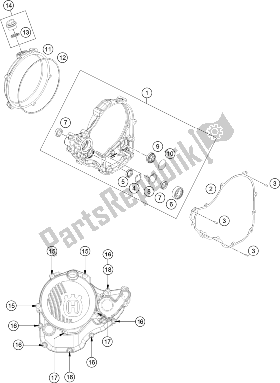 All parts for the Clutch Cover of the Husqvarna FC 350 EU 2022