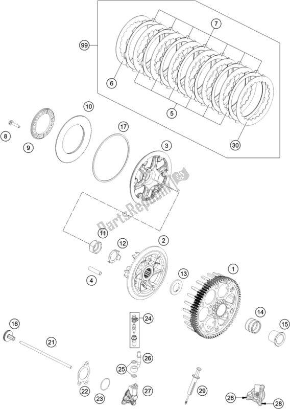 All parts for the Clutch of the Husqvarna FC 350 EU 2022