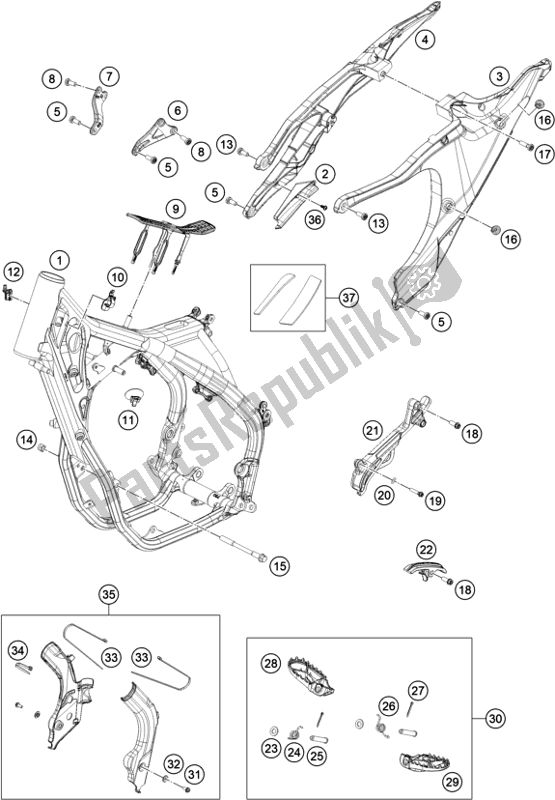 Alle onderdelen voor de Kader van de Husqvarna FC 350 EU 2022