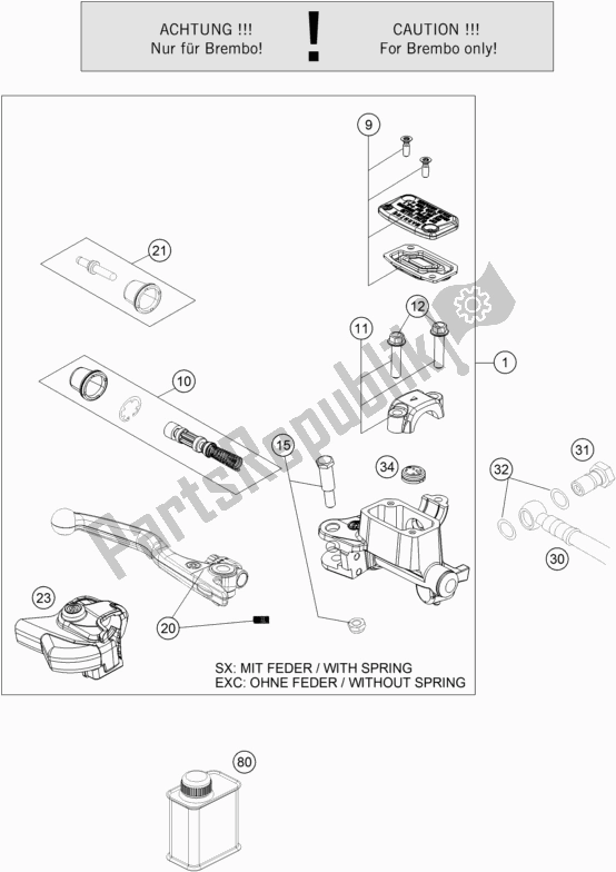 All parts for the Front Brake Control of the Husqvarna FC 350 EU 2022