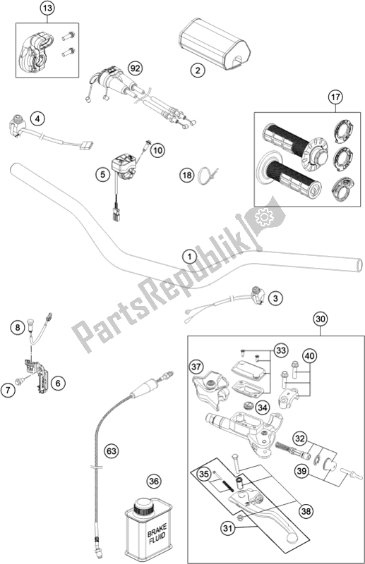 All parts for the Handlebar, Controls of the Husqvarna FC 350 EU 2022