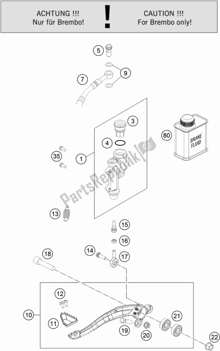 All parts for the Rear Brake Control of the Husqvarna FC 350 EU 2022