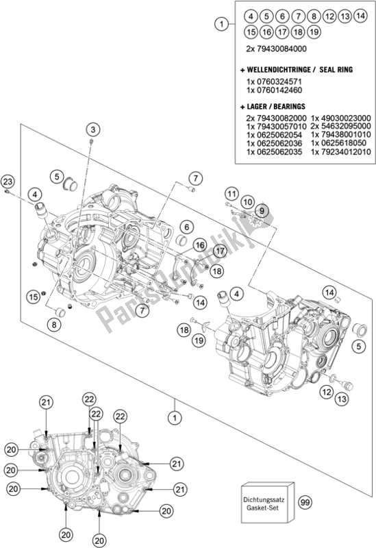 All parts for the Engine Case of the Husqvarna FC 450 EU 2016
