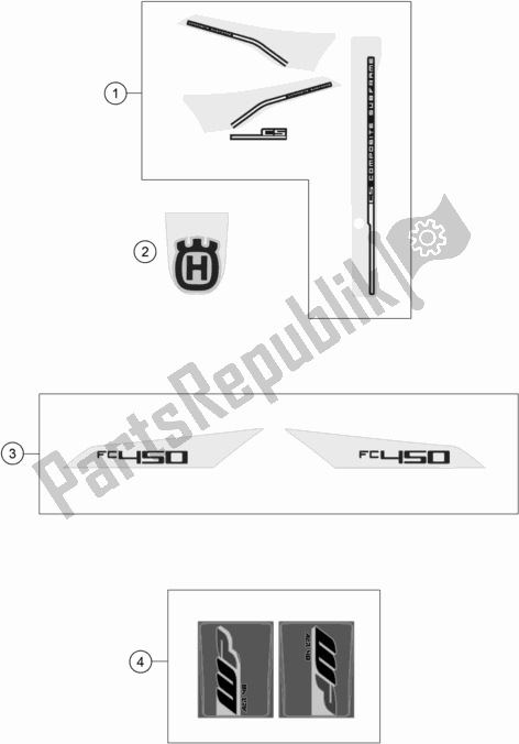 Tutte le parti per il Decalcomania del Husqvarna FC 450 EU 2017