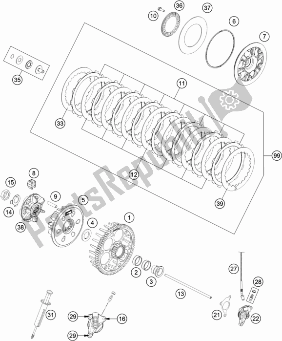 All parts for the Clutch of the Husqvarna FC 450 EU 2018