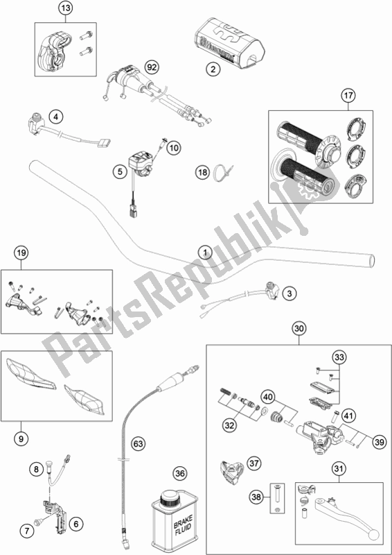 All parts for the Handlebar, Controls of the Husqvarna FC 450 EU 2018