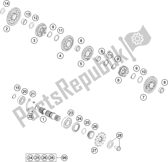 Toutes les pièces pour le Transmission Ii - Arbre Intermédiaire du Husqvarna FC 450 EU 2018