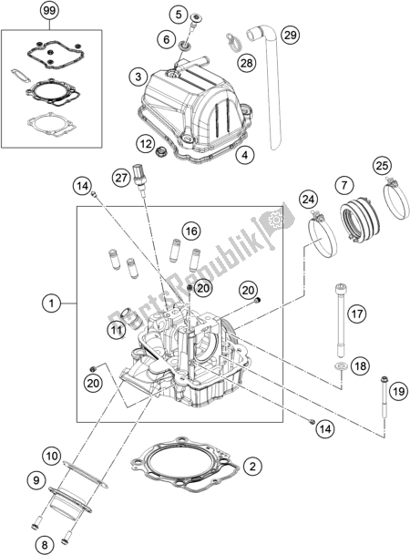 All parts for the Cylinder Head of the Husqvarna FC 450 EU 2019