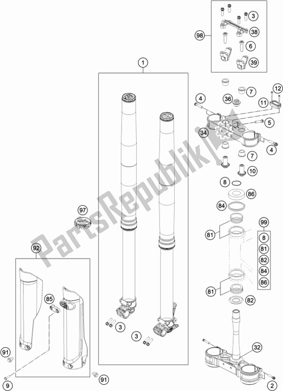 Toutes les pièces pour le Fourche Avant, Triple Serrage du Husqvarna FC 450 EU 2019