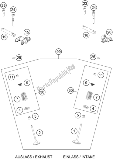 All parts for the Valve Drive of the Husqvarna FC 450 EU 2019