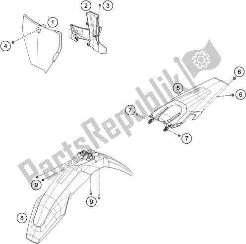 Todas as partes de Máscara, Pára-lamas do Husqvarna FC 450 EU 2020