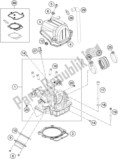 All parts for the Cylinder Head of the Husqvarna FC 450 EU 2021