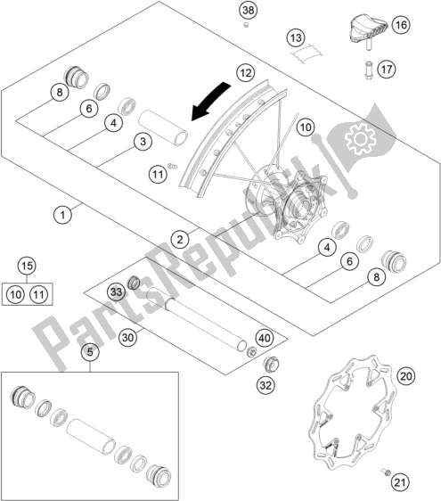 All parts for the Front Wheel of the Husqvarna FC 450 EU 2021