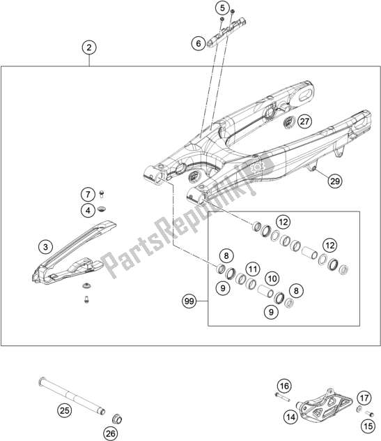 Toutes les pièces pour le Bras Oscillant du Husqvarna FC 450 EU 2021