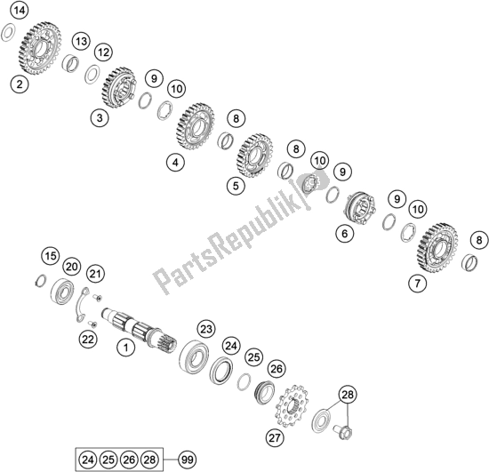 All parts for the Transmission Ii - Countershaft of the Husqvarna FC 450 EU 2021