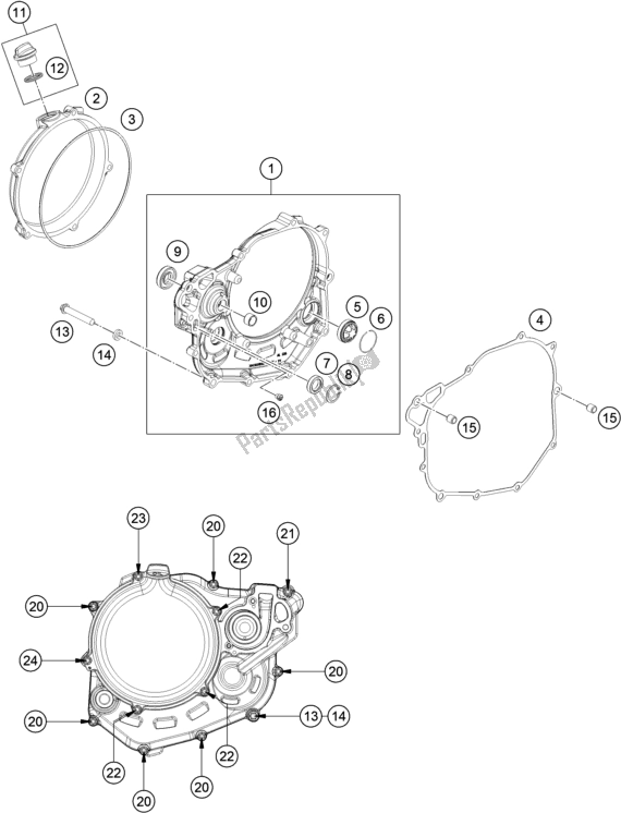 All parts for the Clutch Cover of the Husqvarna FC 450 EU 2022