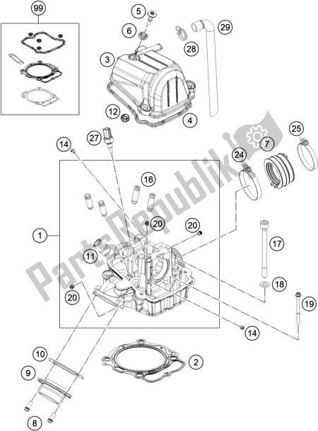 All parts for the Cylinder Head of the Husqvarna FC 450 EU 2022