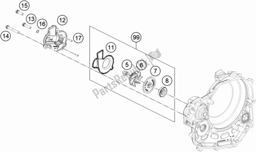 All parts for the Water Pump of the Husqvarna FC 450 EU 2022