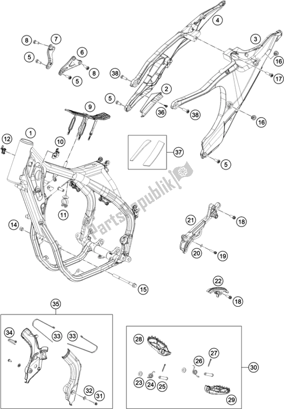 Alle onderdelen voor de Kader van de Husqvarna FC 450 Rockstar Edition US 2020