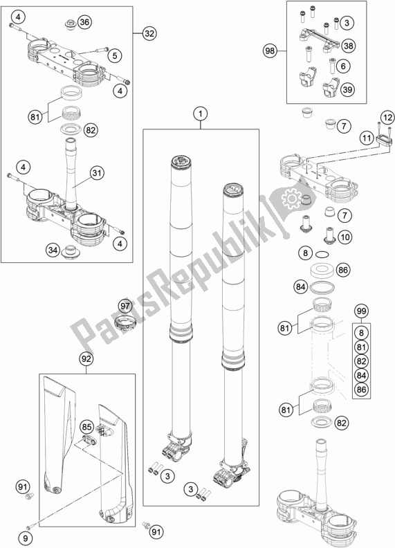 Todas as partes de Garfo Dianteiro, Braçadeira Tripla do Husqvarna FC 450 Rockstar Edition US 2020