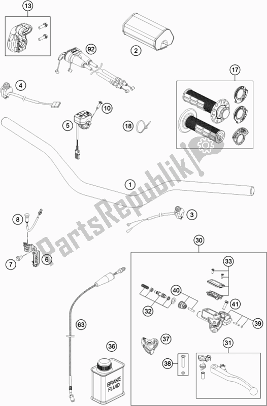 Todas as partes de Guiador, Controles do Husqvarna FC 450 Rockstar Edition US 2020