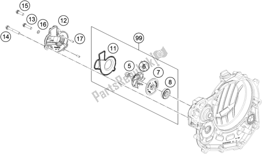 All parts for the Water Pump of the Husqvarna FC 450 Rockstar Edition US 2020