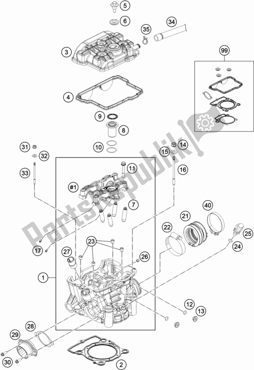 All parts for the Cylinder Head of the Husqvarna FE 250 2016