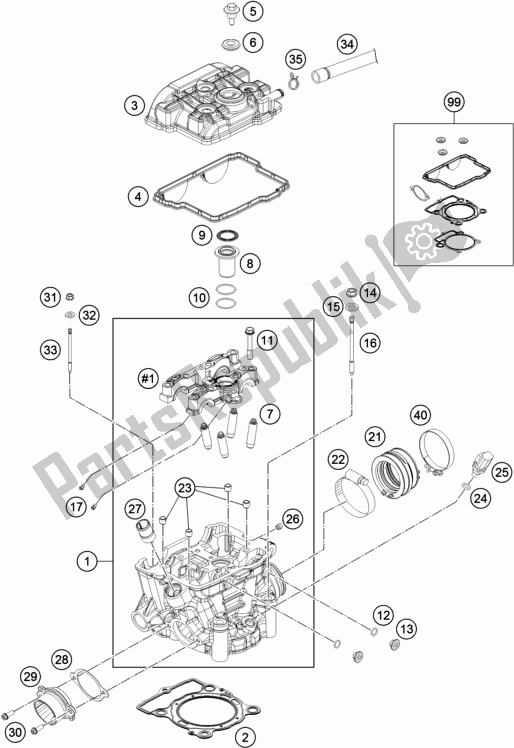 All parts for the Cylinder Head of the Husqvarna FE 250 2016