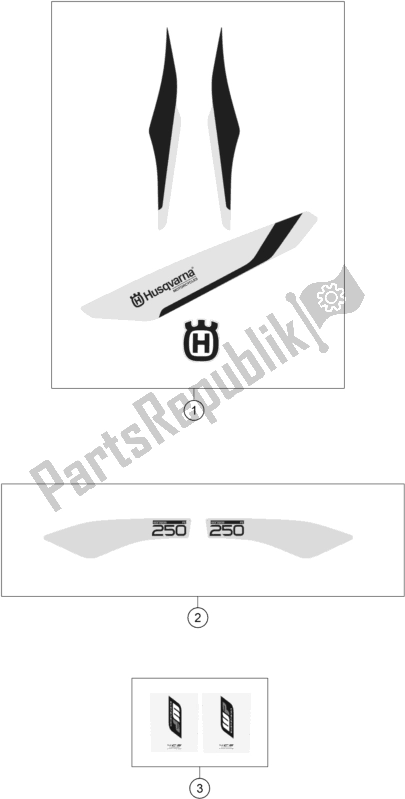 All parts for the Decal of the Husqvarna FE 250 2016
