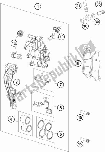 All parts for the Front Brake Caliper of the Husqvarna FE 250 2016