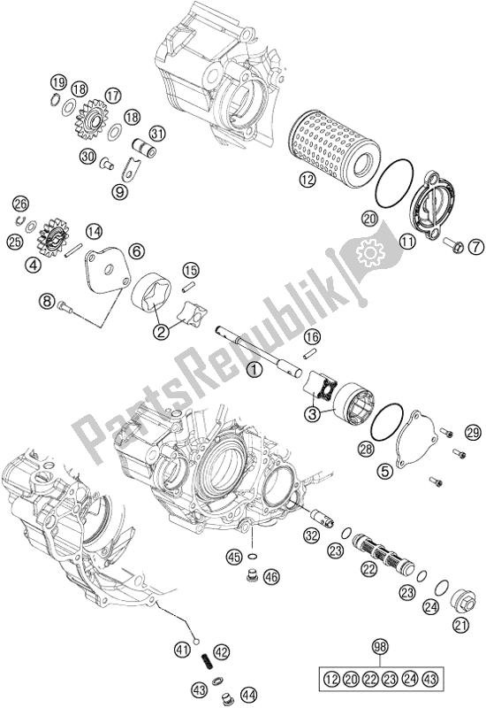 All parts for the Lubricating System of the Husqvarna FE 250 2016