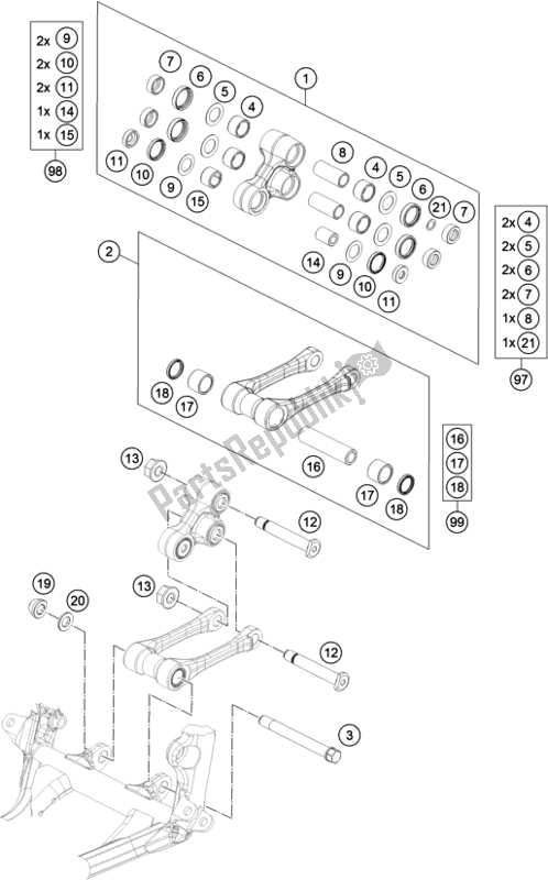 All parts for the Pro Lever Linking of the Husqvarna FE 250 2016