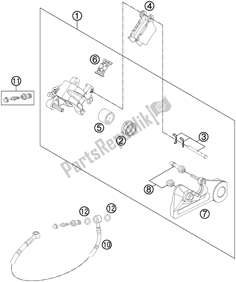 All parts for the Rear Brake Caliper of the Husqvarna FE 250 2016