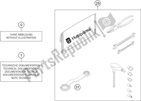 Todas las partes para Seperate Enclosure de Husqvarna FE 250 2016