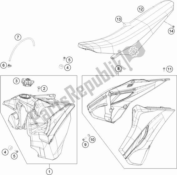 All parts for the Tank, Seat of the Husqvarna FE 250 2016