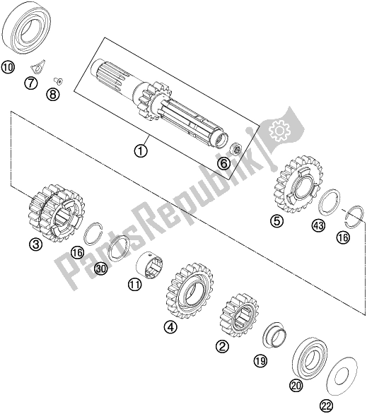 All parts for the Transmission I - Main Shaft of the Husqvarna FE 250 2016