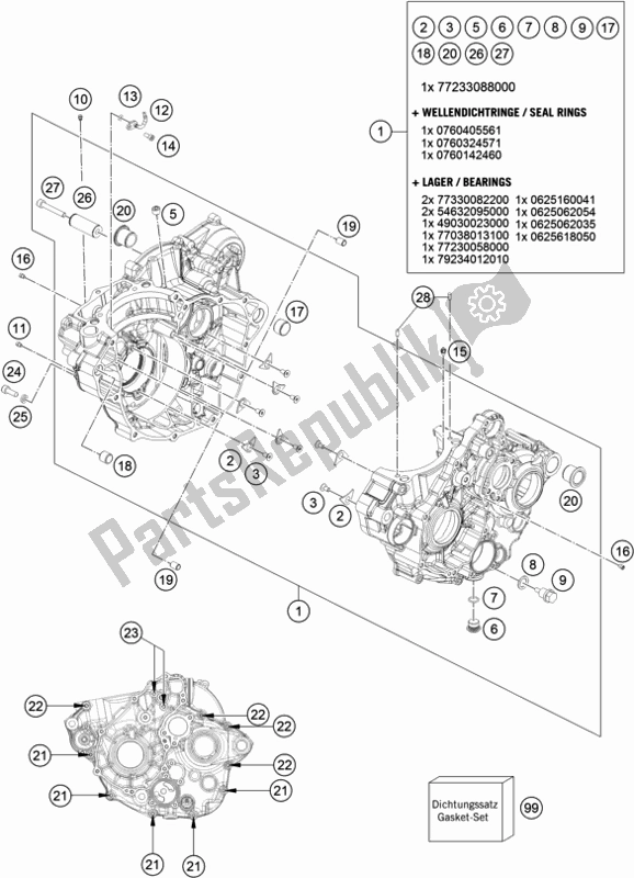 Tutte le parti per il Cassa Del Motore del Husqvarna FE 250 2017