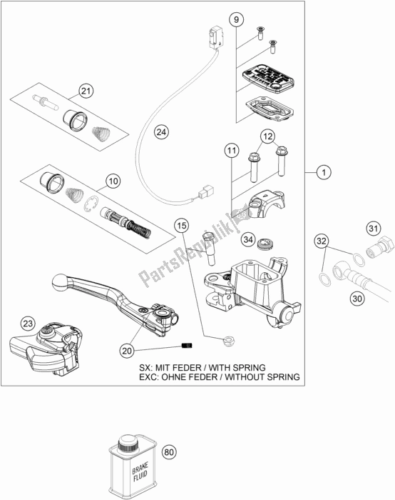 Todas las partes para Front Brake Control de Husqvarna FE 250 2017