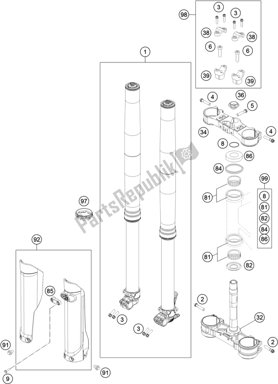 Toutes les pièces pour le Fourche Avant, Triple Serrage du Husqvarna FE 250 2017