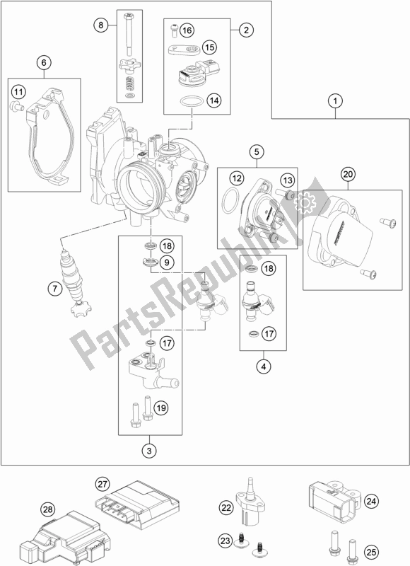 Tutte le parti per il Corpo Farfallato del Husqvarna FE 250 2017