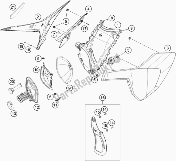 Toutes les pièces pour le Filtre à Air du Husqvarna FE 250 2018