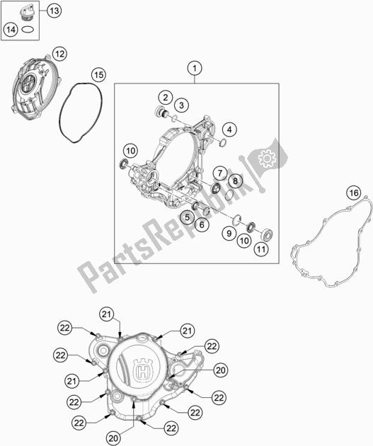 All parts for the Clutch Cover of the Husqvarna FE 250 2018