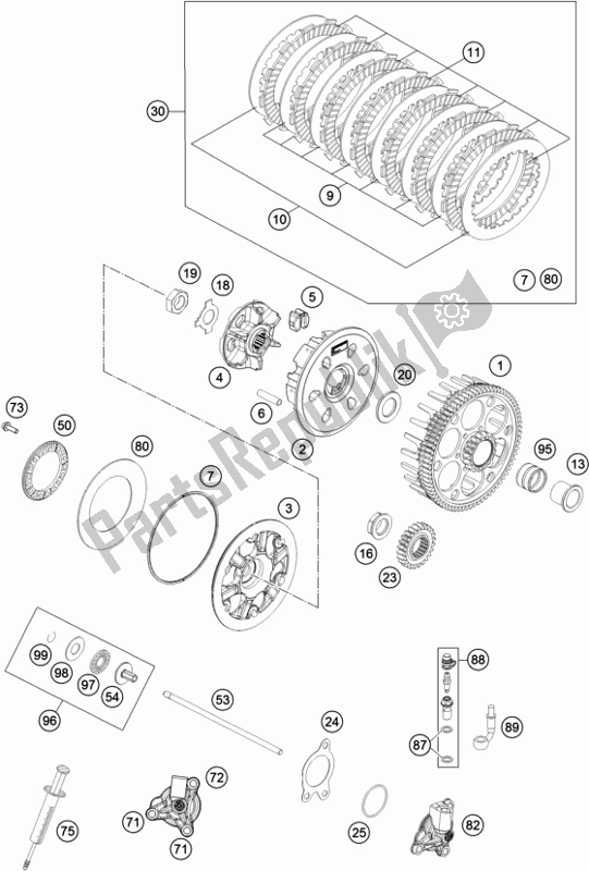 All parts for the Clutch of the Husqvarna FE 250 2018