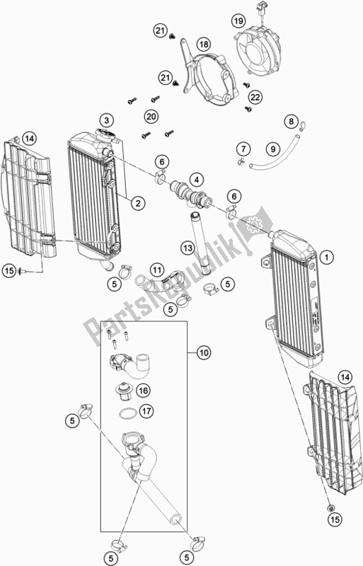 All parts for the Cooling System of the Husqvarna FE 250 2018