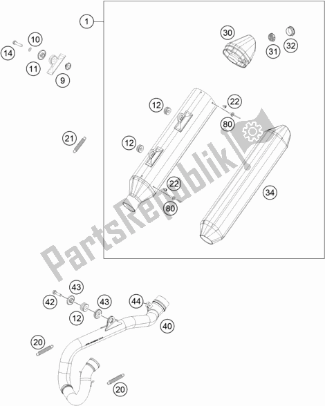 All parts for the Exhaust System of the Husqvarna FE 250 2018