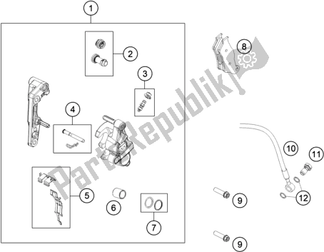 All parts for the Front Brake Caliper of the Husqvarna FE 250 2018