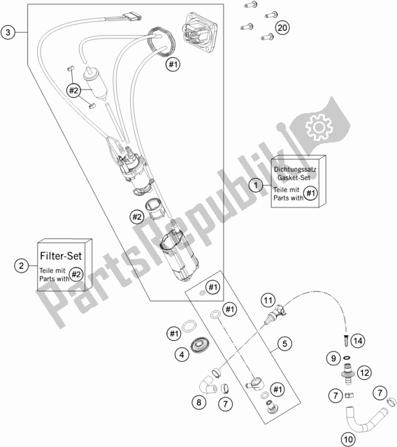 All parts for the Fuel Pump of the Husqvarna FE 250 2018