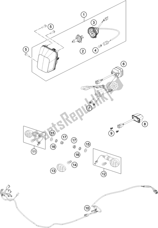 All parts for the Lighting System of the Husqvarna FE 250 2018